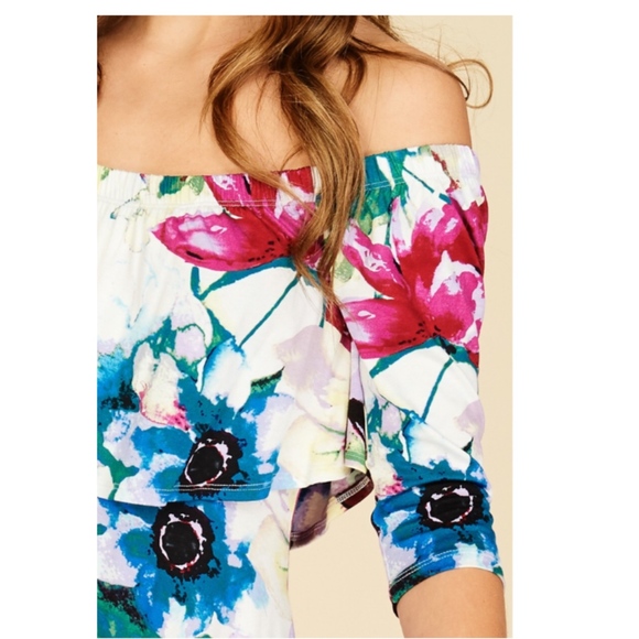 Off the shoulder Floral Midi Dress - Picture 3 of 6